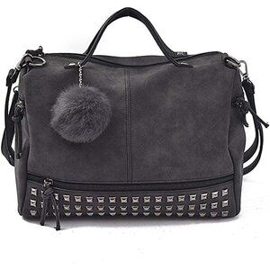 🆕  hobo Luxury Plush Matte Rivet Punk Purse Cute Shoulder Durable Large Bag NWT
